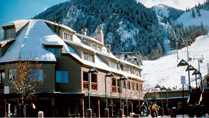 vintage photo of exterior of the little nell in winter